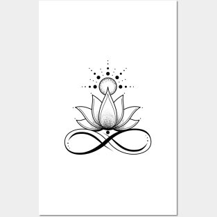 Lotus flower & infinity sign Posters and Art